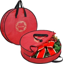 2 Pack Wreath Storage Container, Christmas Wreath Storage Bag with Reinforced Ha