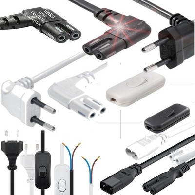 Euro Netzkabel Gewinkelt Stromkabel Strom Kabel Links Rechts Winkel Oben Unten  