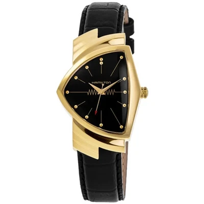 New Hamilton Ventura Quartz Black Dial Leather Strap Men's Watch H24301731
