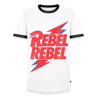 David Bowie Rebel Rebel Mit Blitz Männer Kontrast T-Shirt