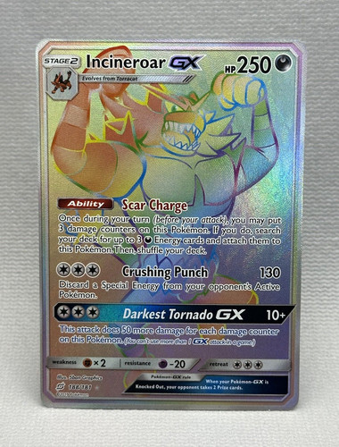 Pokemon TCG Incineroar GX 188/181 Team Up Secret Rainbow Rare Holo Eng 250HP