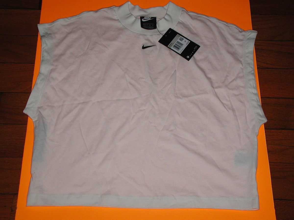Women's Nike Mock Neck Sleeve-Less Essential T-Shirt - XS - White