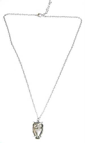 COLLIER bijoux fantaisie métal ARGENTÉ pendentif HIBOU SOIRÉE CHIC MODE CADEAUX - Picture 2 of 2