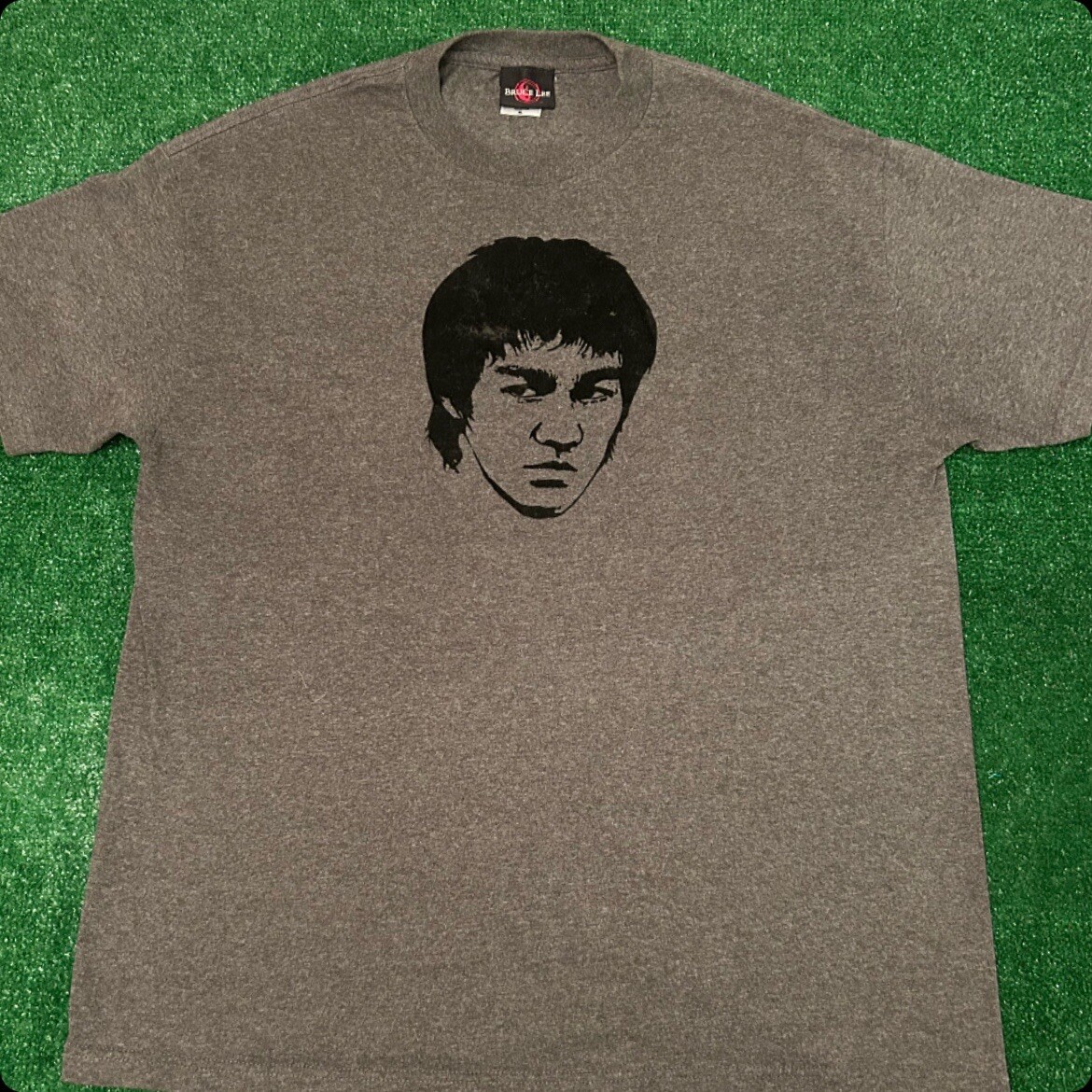 Vintage 90s Bruce Lee Movie Big Face Felt Logo Kung Fu VTG Shirt 