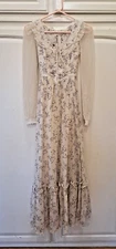 Vintage 1980s Gunne Sax by Jessica McClintock - Maxi Dress w Lace Sleeves