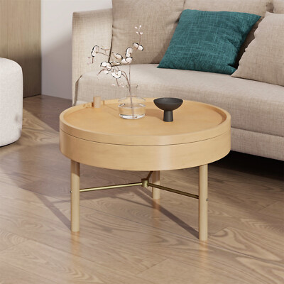 Round Coffee Table Center Cocktail Table with Storage for Living Room US