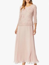 J Kara Womens 3/4 Sleeve Beaded Formal Dress Silver/Blush size 8