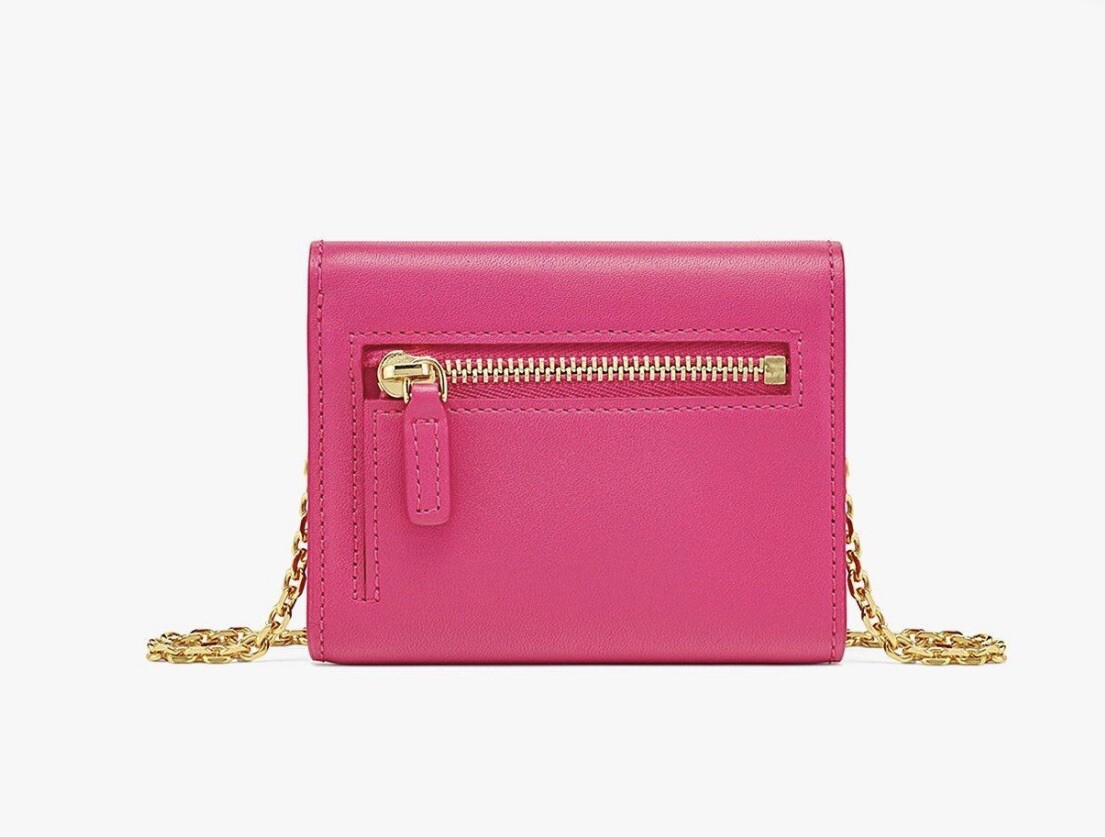 NWT MCM MINI MODE TRAVIA TRIFOLD CHAIN WALLET PINK $450 | eBay