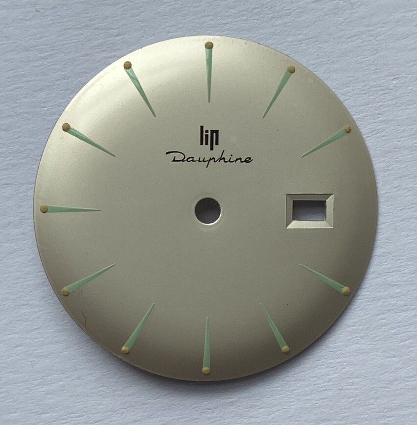 Cadran Lip Dauphine R558 de 27,5 mm argenté pour montre vintage