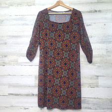 Kim Rogers Women's Size M Multi-Colored Stretchy Dress Raunched Sleeve Casual