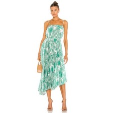 Milly Irene Asymmetrical Pleated Palm Dress