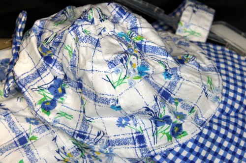 VTG 90s Rachel's Kids Blue Plaid Overalls Hat Floral Girls 4T Summer Spring - Picture 9 of 12