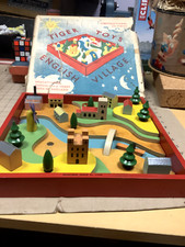 vintage wooden TIGER TOYS ENGLISH VILLAGE in box, Franz Carl Weber
