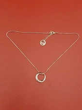 Trifari Crown silver tone necklace 16-18" circle of life pendant 