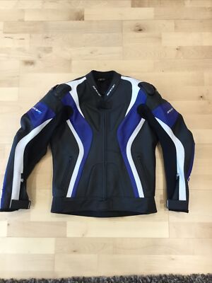 Spada Curve Leather Motorcycle Jacket Blue Black White Size Small 40”  UK