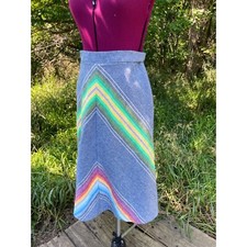 Vintage 1970's Rainbow Chevron Skirt Boho HIppy Size Small