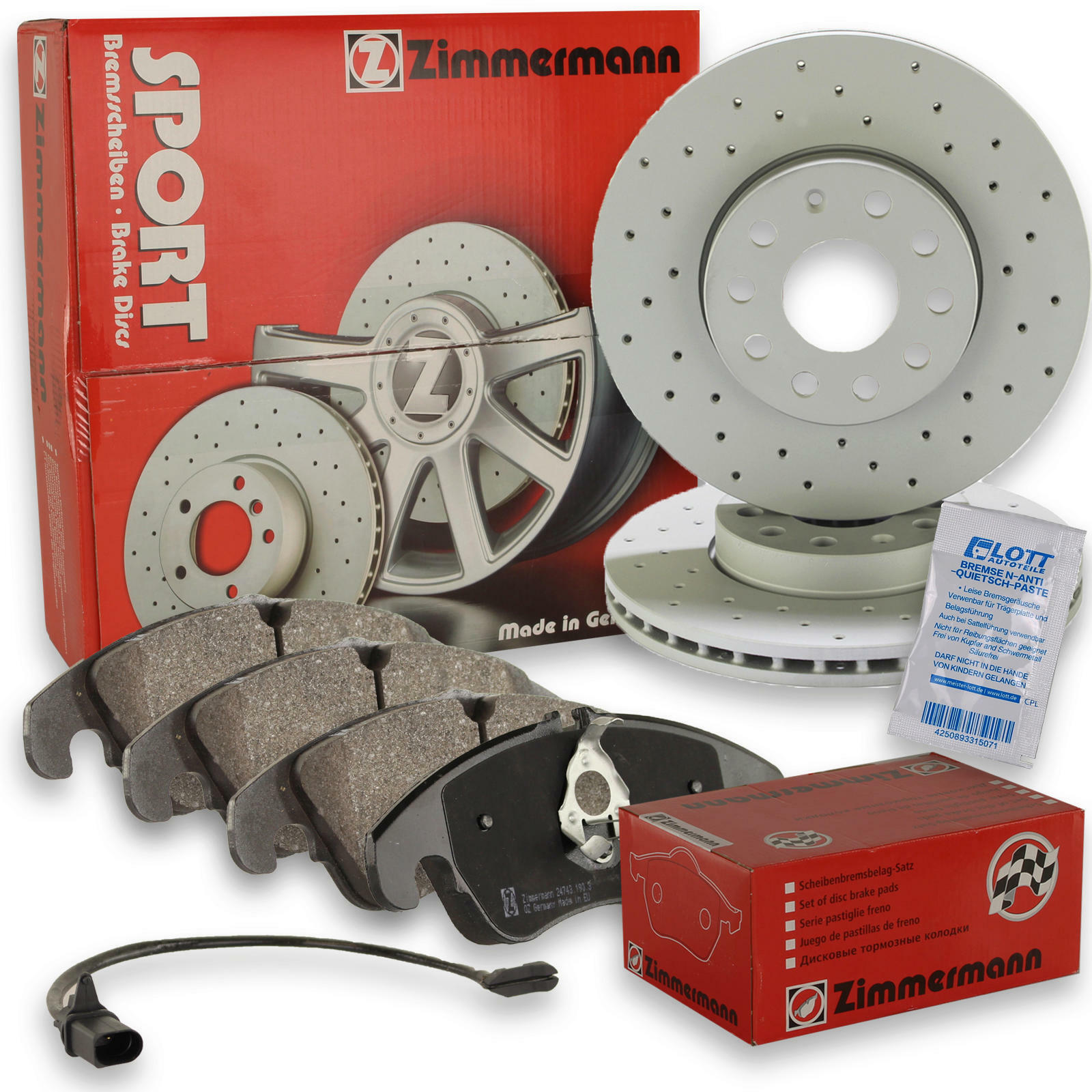 Zimmermann brake discs Ø345 mm + front padding for Volvo XC60 XC90 V90