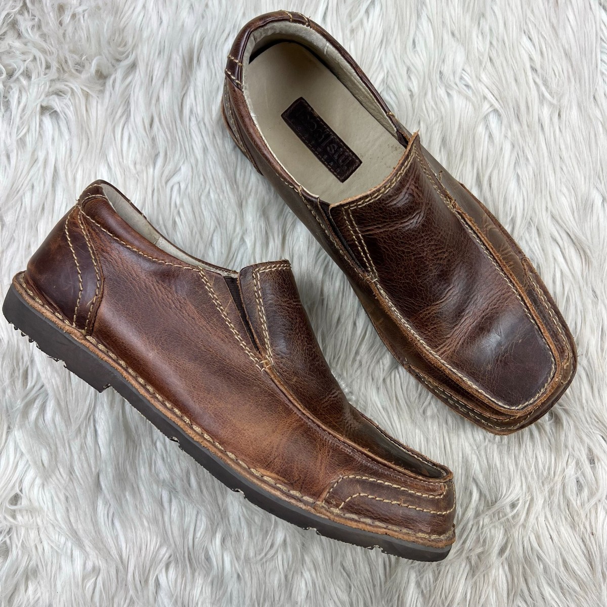 Bed Stu Shoes Men\'s Brown Slip On Distressed Brown Leather Loafer Shoes, 11-11.5 Bed Stu Distressed Brown Leather Deck Slide | Mercari main image 4