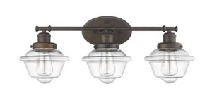 3-Light Bronze Over Mirror Bathroom Light Fixture 26" W School House ...