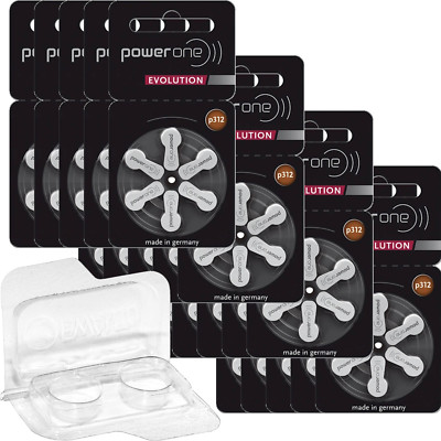 120 Power One Evolution P312 Hearing Aid Batteries with Storage Box 20x6 Pack