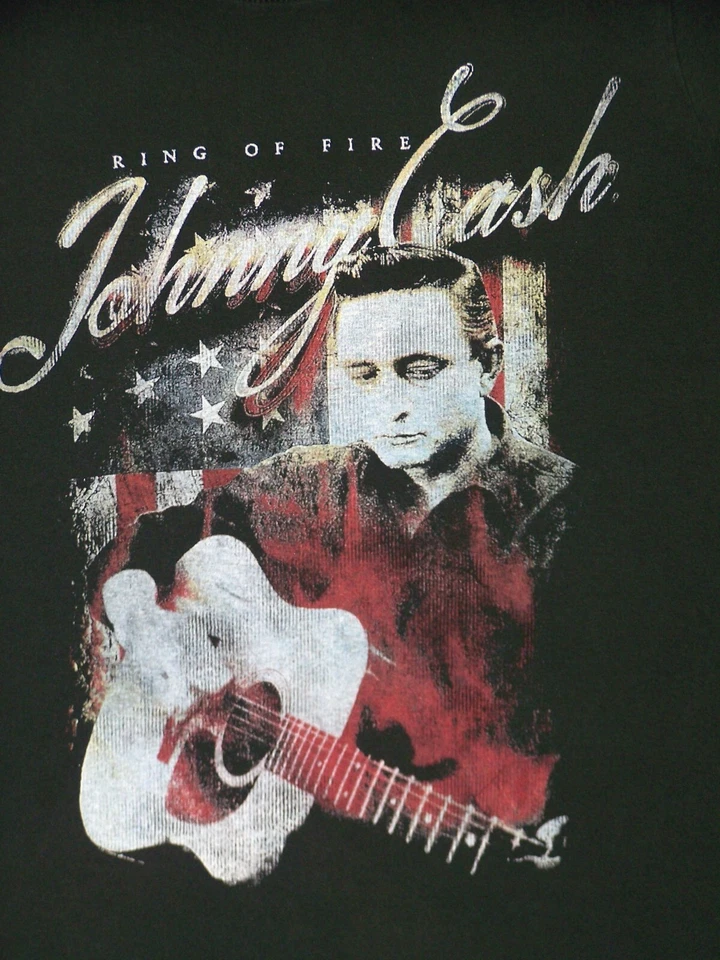 Camisa Jonny Cash Adulto Pequeña Negra Gráfica Anillo de Fuego Manga Corta Música Para Hombres Foto 4 de 4