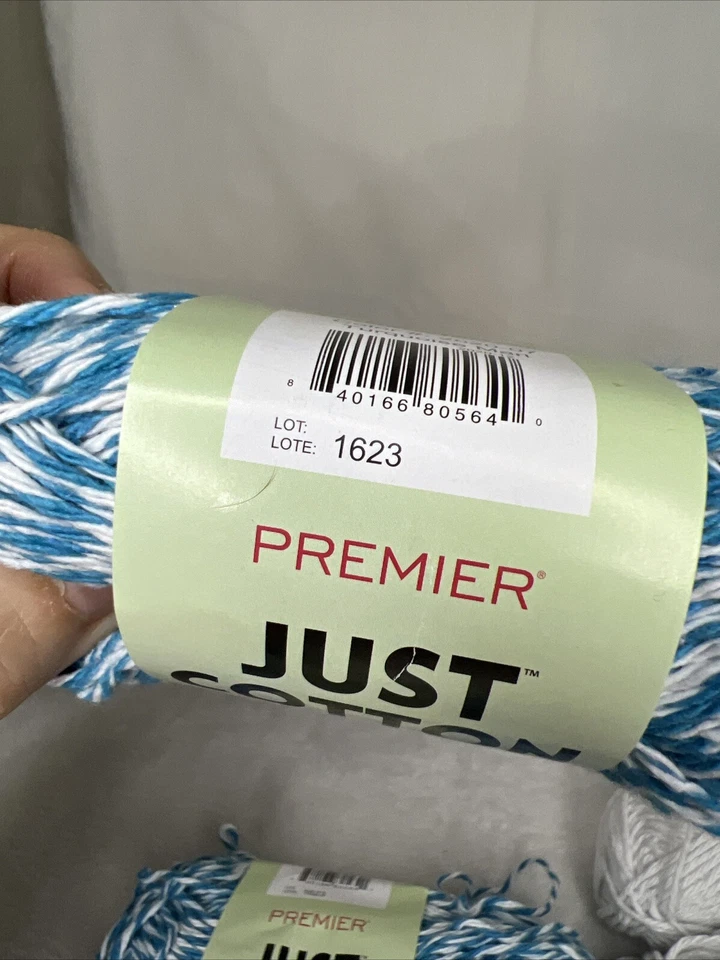 Lote 8 + madejas solo hilo de algodón turquesa jaspeado blanco liso hilos Premier 2,1 oz Foto 4 de 4