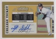 2019 Elite Extra Edition College Ticket Gold Signatures 1/10 TJ Sikkema Auto a2v
