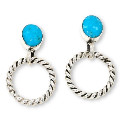 Chaco Canyon Sterling Silber Campitos Türkis gedrehte Creolen Ohrhänger