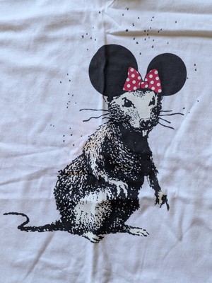 Banksy Dismaland 'Rat Babe' Rat Mouse (Mickey Mouse) White T-Shirt