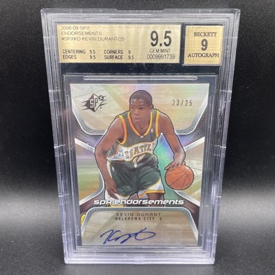 2008-09 SPX Kevin Durant Endorsements Auto /25 BGS 9.5/9 Oklahoma City Thunder