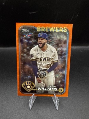 Devin Williams 2024 Topps Orange Crackle Foil /299 #135 Brewers