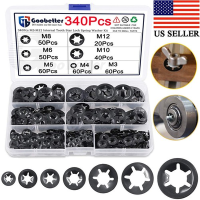#ad 340x Clamp Washer Retaining Ring Lock Fastener Combination Kit Quick Lock Washer $10.81