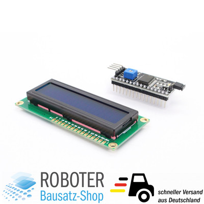 LCD Display Modul 1602 mit I2C Controller Arduino, Atmel kompatibel mit HD44780