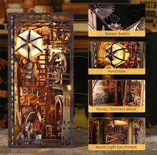 Book Nook 3D Kit LED light Uncle Peter's Industrial Warehouse Airship Puzzle