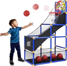 Kiddie Play Toy Basketball Hoop Arcade Game Set with 4 Balls & Air Pump, Indo...