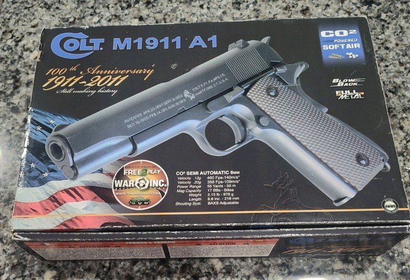 COLT M1911 A1 Full Metal 100th Anniversary Co2 Powered Soft Air Pistol by KWC