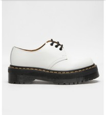 NEW Dr Martens 1461 Quad Platform White Smooth Leather Shoes Men 6 Women’s 7