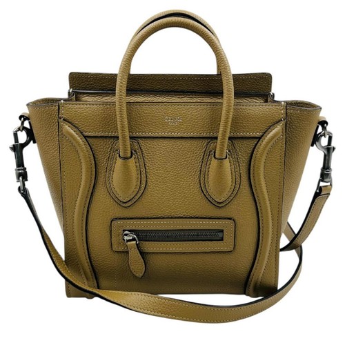 Celine Luggage Nano Shopper 2Way Hand Shoulder Bag Leather 7.9x7.9x3.9 in