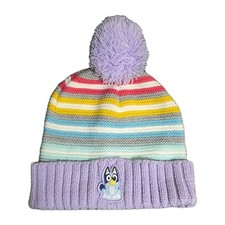 BLUEY Toddler 2T-5T Knit Hat Multicolor Striped Beanie Cap