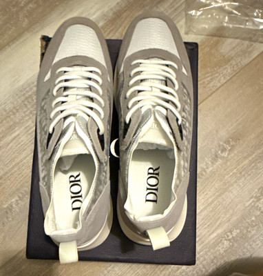Dior Herren Sneaker Low Top EU 46 Grau Weiß Monogramm Schnürung 8008-1