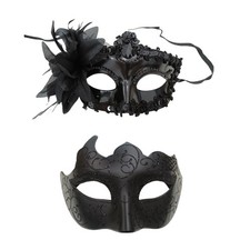 Hopodix Black Couples Masquerade Mask set Gothic venetian One Size,