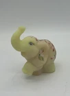 Fenton  Custard Satin Uranium Glass Standing Elephant 95th Anniversary Signed