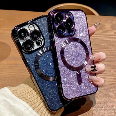 iPhone 16 15 14 13 12 11 Pro Max Plus Glitter Case Shockproof Mag Safe Cover.