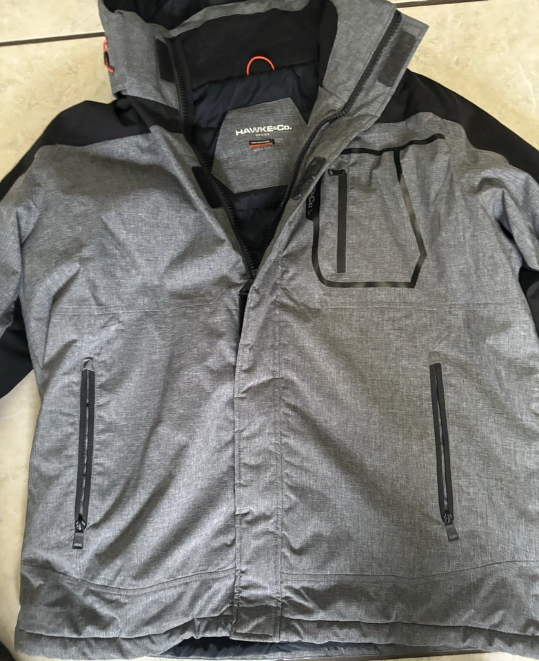 Hawke & Co Sports Performance Jacket Black Grey  Full Zip Mens XXL Hooded - Image 3 of 4