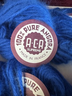 100% Pure Angora Rabbit Hair ACA LOT 9 BALLS 10gr per 1/3 oz ball Blue - FRANCE