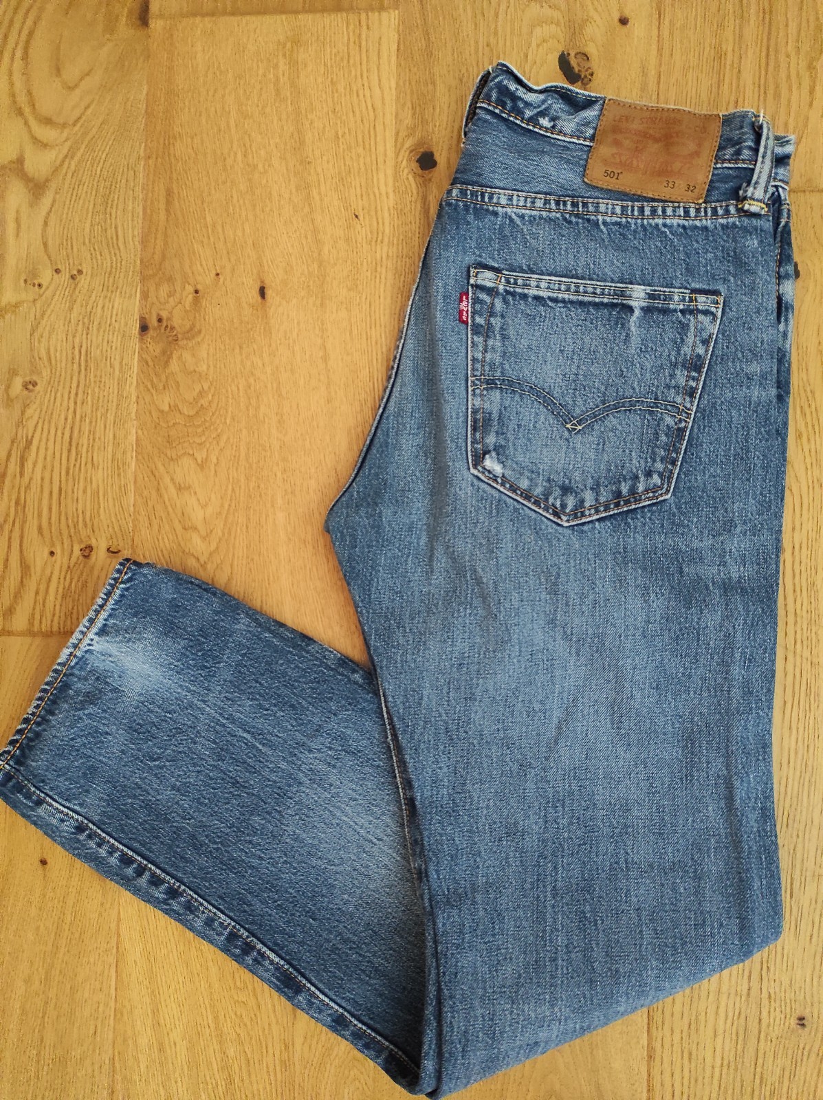 Levi's Jeans 501 Herren 33 L32 Straight Leg Regular Blau Distressed Vintage