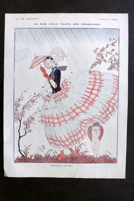La Vie Parisienne 1917 Art Deco. Au bon vieux temps des Crinolines by Barbier