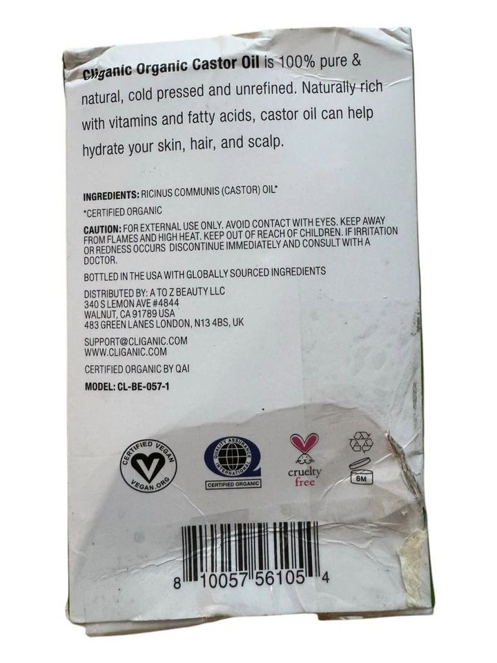 Cliganic Organic Castor Oil Eyelash Kit - 1 oz + 2 Applicators - Ex: 2/27 - Image 2 of 4