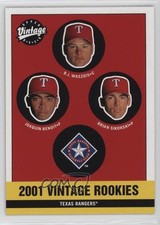 2001 Vintage Rangers Rookies ( ) BJ Waszgis Joaquin Benoit Brian Sikorski 2p7
