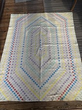 Stunning Vintage 1900s Cathedral Window Quilt Handmade 8 ft 5 ft approx.